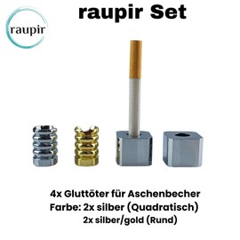raupir Set of 4 embers for ashtray, metal, round / square