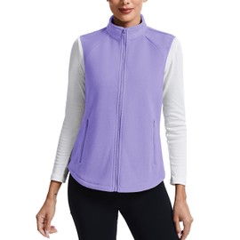 TACVASEN Women's Fleece Vest Outerwear Sleeveless Lightweight Fall Winter Warm Zip Jacket with Pockets Light Purple L