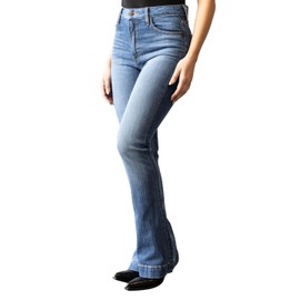 Kimes Ranch Women's Jennifer Casual Durable Western Ultra-High Rise & Wide Flare Leg Mid Wash Denim Jeans, 0-32