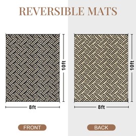 ROCYJULIN Outdoor Rug 8x10 Patio Waterproof, Outdoor Plastic Straw Rug, Outdoor Carpet for Camping, Deck, Rv, Balcony, Porch, Backyard, Reversible Outdoor Area Rug, Black and Beige