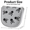Gbourly Embroidery Skeleton Skull Golf Club Mallet Putter Head Cover