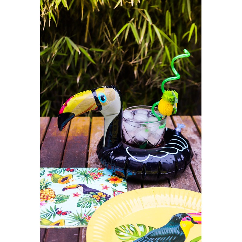 Folat 20728 Inflatable Floating Toucan Cup Holder Multi Colors, Black