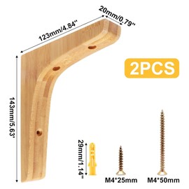GDFYMI Wooden Shelf Brackets, Wood Support Triangle Shelf L Shape Brackets Include Mounting Screws, 5.7"×4.8"×0.79", 2pcs