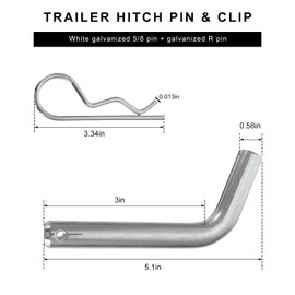 MUQIDA 2PCS Trailer Hitch Pin & Clip, 5/8-Inch Diameter Towing Hitch Pin and Clip with Grooved Head, Heavy Duty Hitch Pin Assembly with Cotter, Fits 2 Inch Receiver, Trailer Accessories