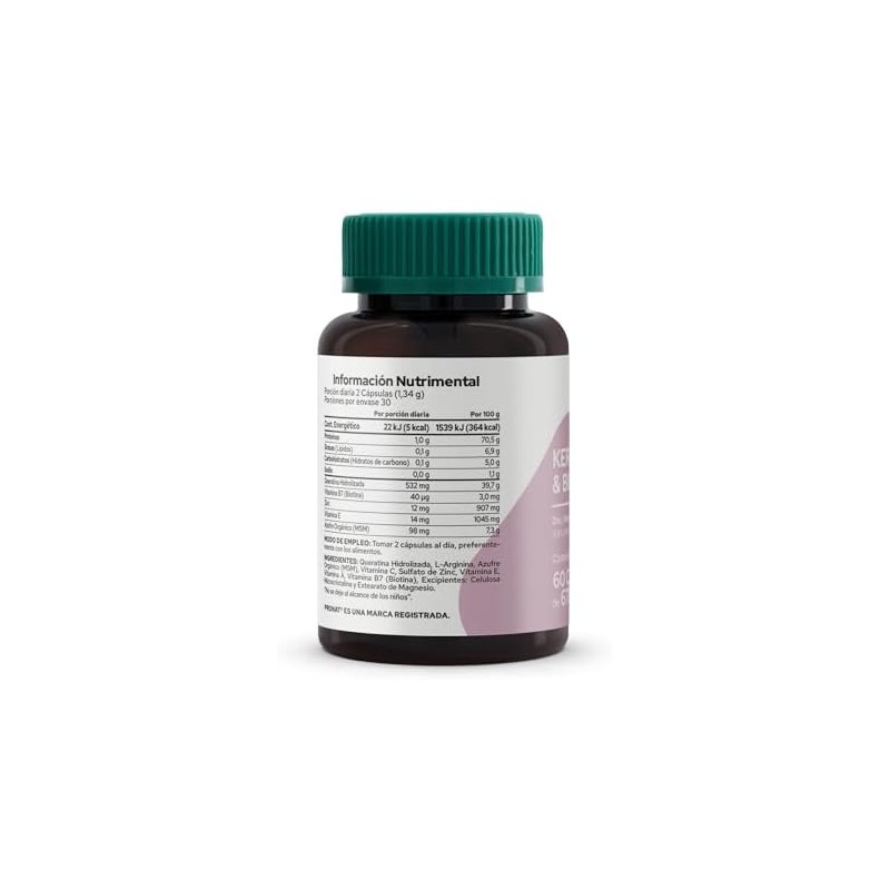 PRONAT Keratina Biotina 60 Cápsulas Suplemento Alimenticio Fórmula con Queratina,