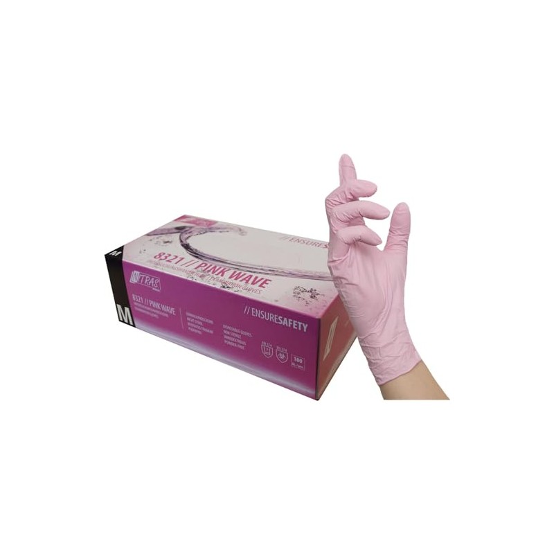 8321 Nitrile Gloves Pink Wave Size M Pack of 100