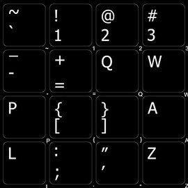 English US Non-Transparent Keyboard Decals Black OR White Background (14x14) for Desktop, Laptop and Notebook (Black Background)