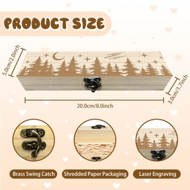 CHGCRAFT Pregnancy Test Keepsake Box Moon Meteor Forest Wooden Pregnancy Announcement Gifts Box with Raffia Ribbon and Lock Announcement Gifts for Dad Husband, 8x2x1.2inch