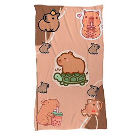 JUANA GALLO Cobija Manta Frazada Diseño Capibara Carpincho Chigüire Kawaii Cute Lindo de Moda Resistente a Las Arrugas de Viaje Cama Solla Sillon Suave (Cafe)