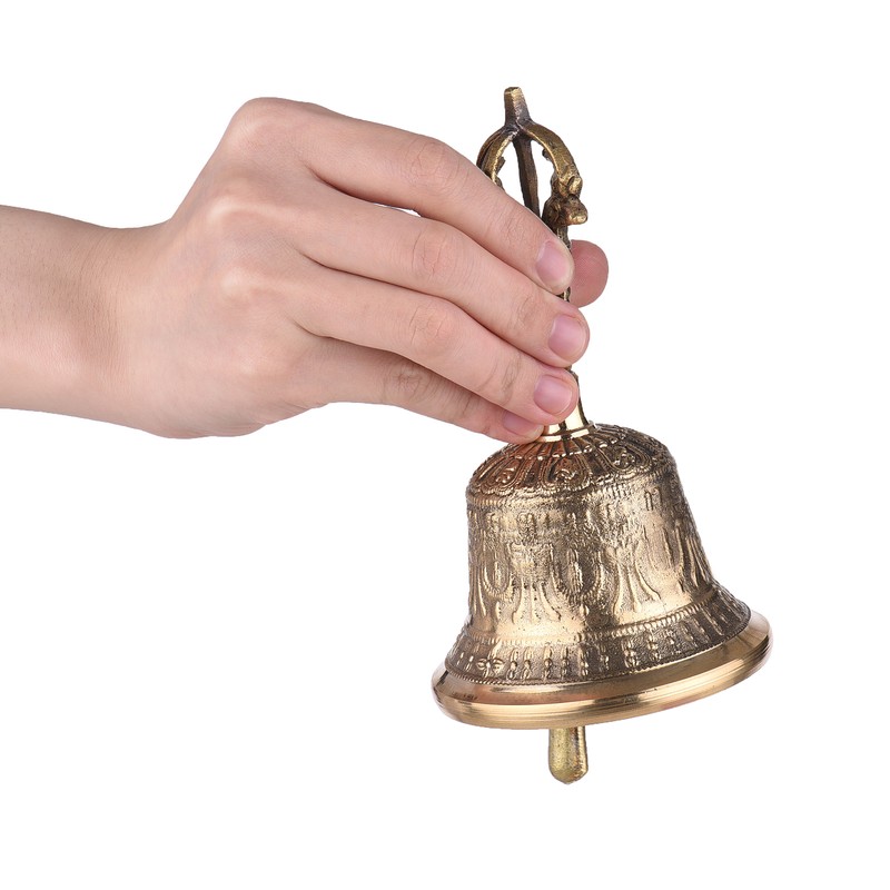 Tibetan Buddhist Bell Bronze Hand Bell with Vajra Padding for