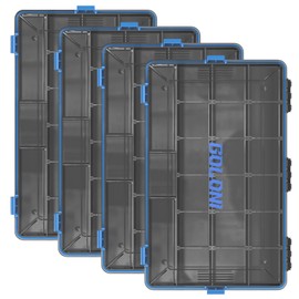Goloni Tackle Box Waterproof,Fishing Gifts for Men,Plastic Organizer Box with Adjustable Dividers 4 Packs