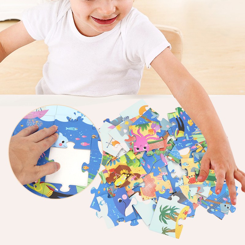 Cartoon Ocean Forest Puzzle Building Blocks Educational Toy Set with