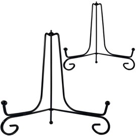 HENABLE 2PCS Premium Black Iron Plate Stands for Display 8 Inch, Decorative Solid Metal Plate Holders for Displaying, Mini Easel, Frame, Book, Card, Plaque, Bowl, Picture Stands for Display