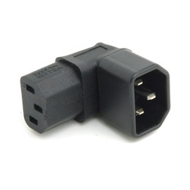 Xiwai IEC Male C14 to IEC Female 90 Degree Down Direction Right Angled C13 Power Extension Adapter AC Convertor Black