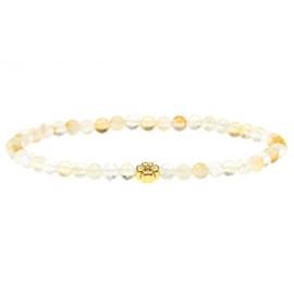 LAKADA Genuine Gemstone Bracelet with Faceted 4 mm Beads and Stainless Steel Flower Healing Stone Protective Stone Bracelet Lucky Charm Talisman Gift, Gemstone, Faceted gemstone