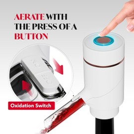 Vin Fresco Electric Wine Dispenser and Red Wine Aerator - One Button Electric Wine Aerator - Built in Wine Pourer Spout Aerator - Pumps and Dispenses Wine, Fits Most Bottles (White and Rose Gold)