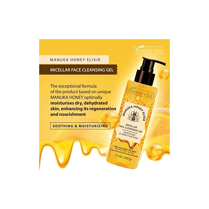 Bielenda- Gel limpiador facial micelar Elexir de miel de Manuka