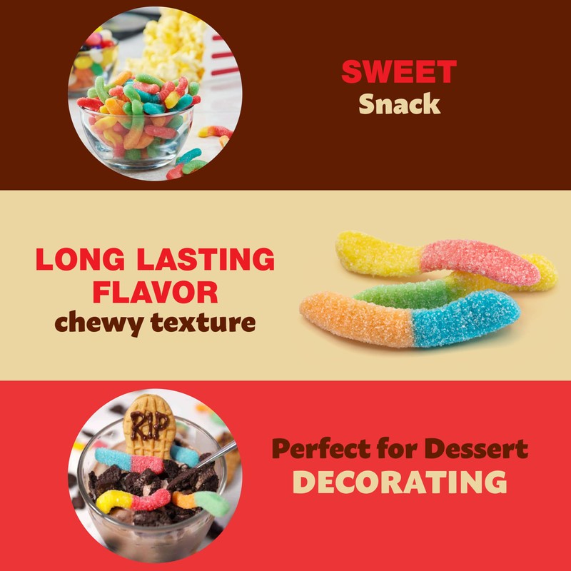 Neon Sour Gummy Worms | 2-Pound Pack | Assorted Fruit