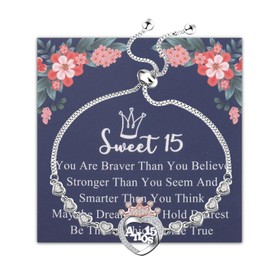 FEELMEM Quinceanera Gift 15 Quince Anos Gift 15 Princess Crown Charm Bracelet Happy 15th Birthday (Anos 15-bracelet)
