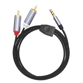 RCA to 3.5mm Aux Cable,3.5mm to RCA Cable,1/8 to RCA 2-Male Headphone Jack Fish Wire Braid Y Splitter RCA Auxiliary Cord for Smartphone, Tablet, HDTV MP3 Player Speaker (4ft/1.2m)
