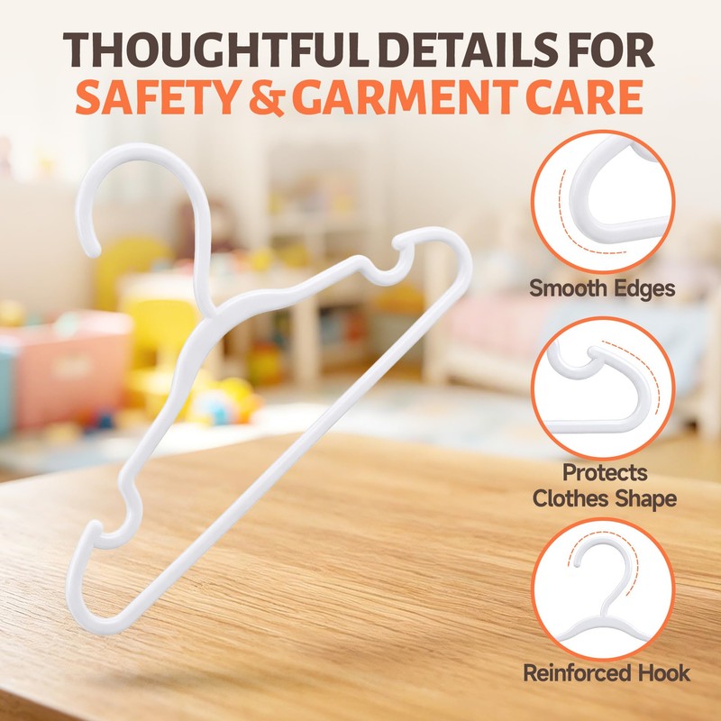 Baseca Kids Plastic Hangers 30 Pack, White Baby & Toddler