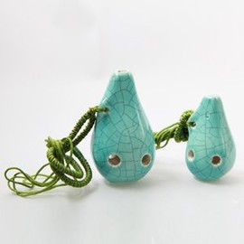 Forever 6 Holes Ceramic Ocarina - 2 Piece Set Includes Soprano C and Soprano F - Easy to Learn and Carry, Good for Beginner & Great Gift! Linn's Arts! (Jade Crackle)