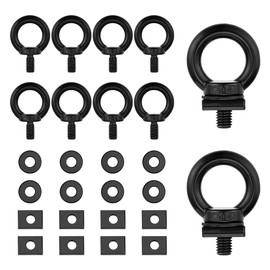 BENECREAT 8 Sets T Track Mount Tie Down Anchor, 304 Stainless Steel M8 Heavy Duty Ring Shaped Eye Bolt Roof Rack Accessories for Holding Bungee Cord Rope Hooks, Black