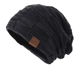 HAKUKU Gorra para Frio para Hombre Mujer,Gorros Invierno de Lana de Fino Tejido,Beanie Térmicos Transpirable y Ligero (Negro)