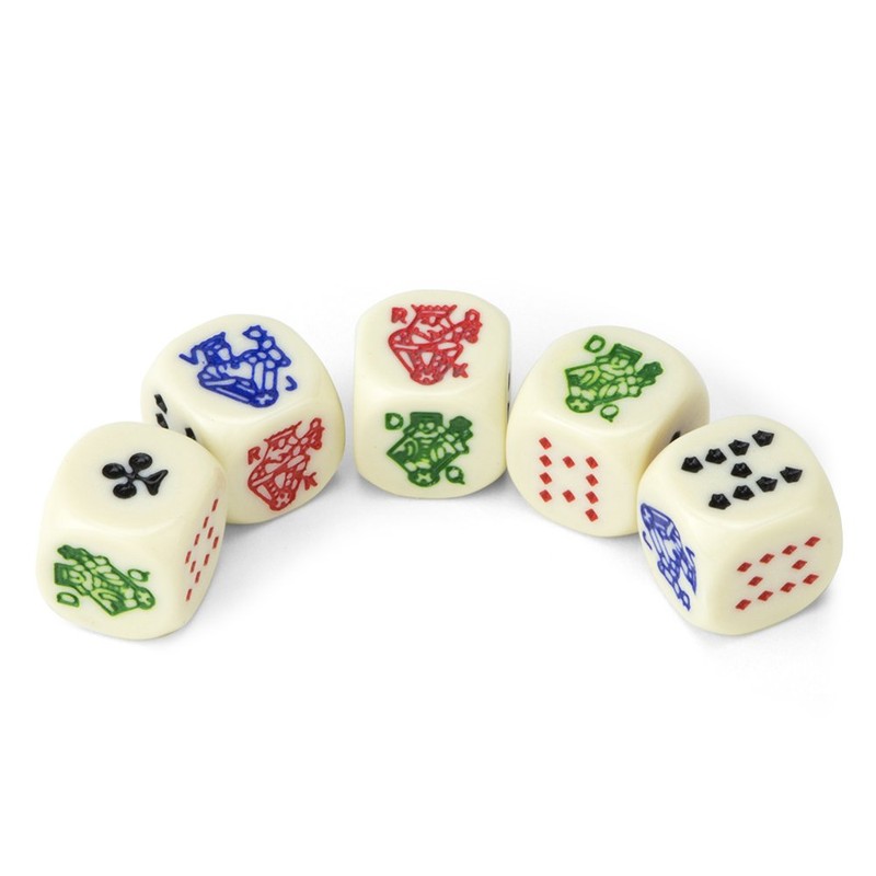 Brybelly Set of 5 Poker Dice with Professional Leather Dice
