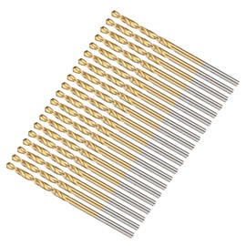 METALLIXITY 2mm Drill Bit (5/64") 20Pcs, 4241 High-Speed Steel Straight Shank Titanium Nitride (TiN) Coated 118° for Wood Plastic Iron Copper Aluminum Low Soft Metal