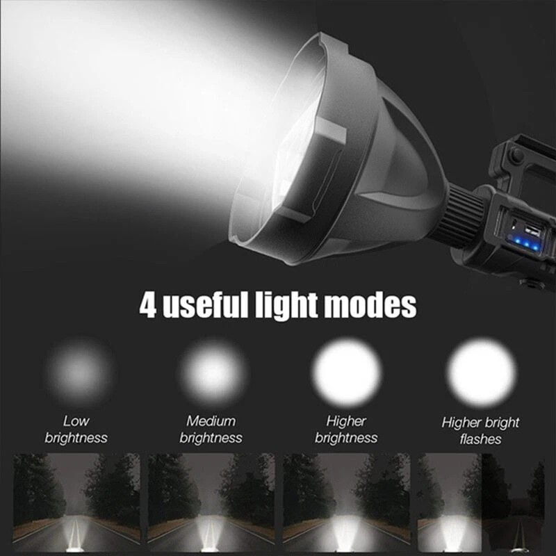 P90 Searchlight Powerful LED Flashlight Handheld Spotlight Waterproof Torch