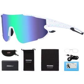 ITSCOOL Polarized Sports Sunglasses for Men Women Lightweight Softball Baseball Pickleball Cycling Glasses UV Protection White Green