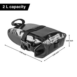 MOSISO Bike Saddle Bag, Waterproof Bike Under Seat Pouch Bicycle Tool Cycling Accessories Storage Bags, 2L Portable Bicycle Pack Under Seat for Mountain Road Bikes, Black