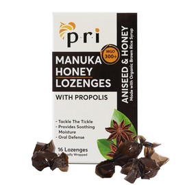 PRI Manuka Honey Lozenges with Propolis, Soothing Cough and Throat Drops, MGO 300+ Certified, (Original Aniseed, 16 Count)