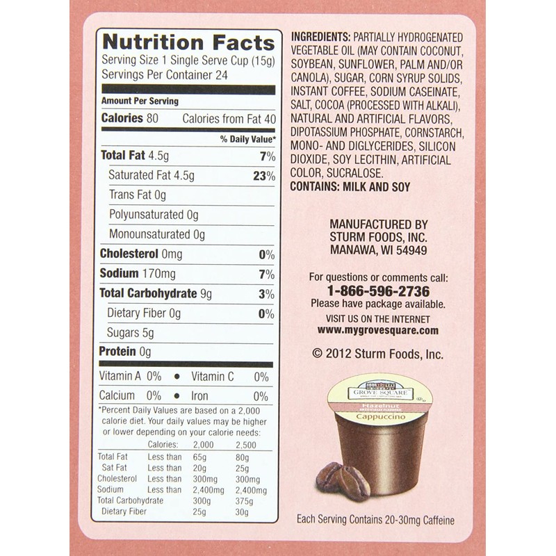 Grove Square Cappuccino, Hazelnut, 24 Single Serve Cups