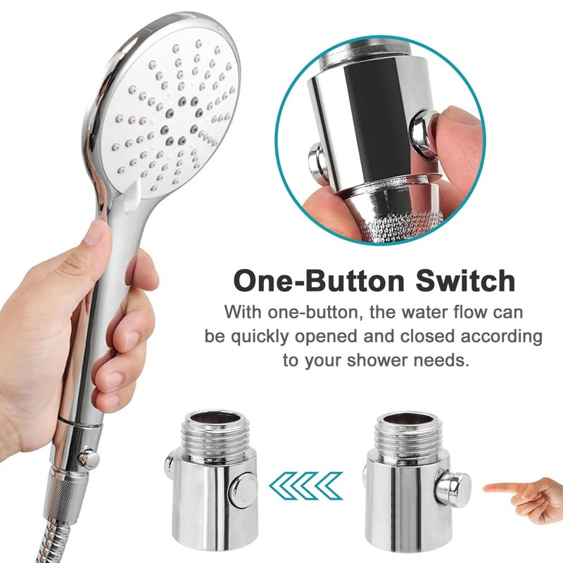 Bestgle 3Pcs Universal Shower Head Shut-Off Valve, G1/2 Water Control