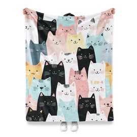 Jekeno Cat Gifts Blanket for Women Mom Girls Sister Friends Birthday Christmas Valentines Ideas Presents Decor Home Bedroom Living Room Cozy Plush Flannel Throw for Cat Lovers Kids Teen Adults 50"x60"