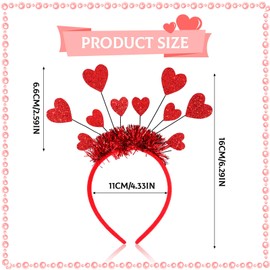 ARTGUTS Heart Headband Red, Sequin Headband Hearts, Photo Props with Heart-Shaped Headband, Women's Headband, for Christmas, Valentine's Day, Weddings and Birthday Parties