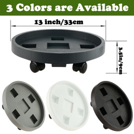 KvyusFlourish 3 Packs Plant Caddy with Wheels 13 Inch Rolling Plant Stand with Wheels Plant Dolly Outdoor Big Flower Stand Plant Pot Saucers, Grey