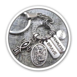 Archangel Michael. St. Michael Keychain, Clip or Necklace, Unisex Gift. Feel Safe Knowing He is With You. Protect 24/7, Confidence, Peace. Divine Messenger Help. Customize with Initial and Birthstone