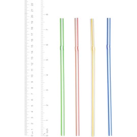 [400 Pack] Flexible Disposable Plastic Drinking Straws - 7.75" High - Assorted Colors Striped