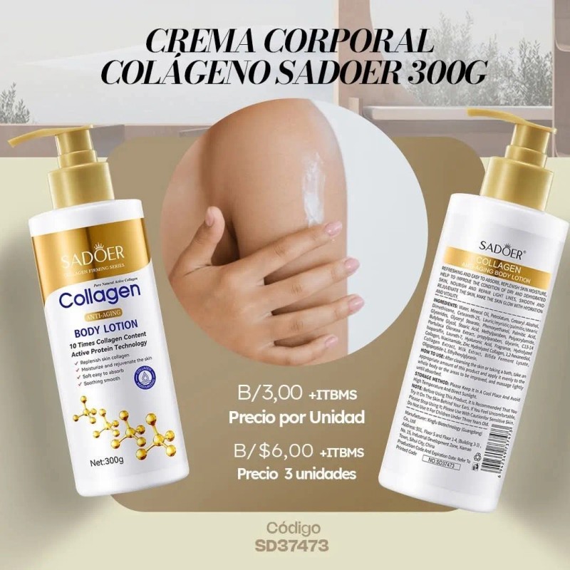 Crema Reafirmante Colageno Cuello Piernas Pechos Brazos 300g