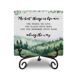The Best Things In Life Wedding Wooden Sign Gifts, Memories Inspirational Quotes Wooden Plaques Table Decor Gift for Home Family Member, 5 x 5 Inches-H07