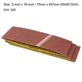 Sourcingmap 3-Inch x 18-Inch Aluminum Oxide Sanding Belt 240 Grits Sandpaper Lapped Joint for Belt Sander 3pcs