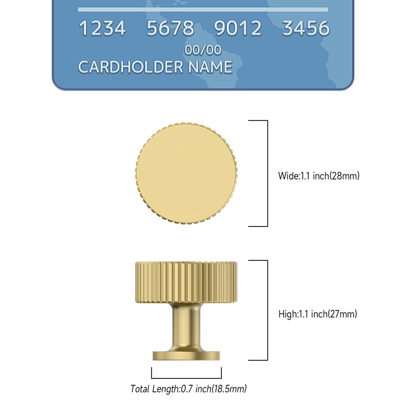 9BUILD 10 Pack Brushed Gold Drawer Knobs Zinc Alloy Cabinet