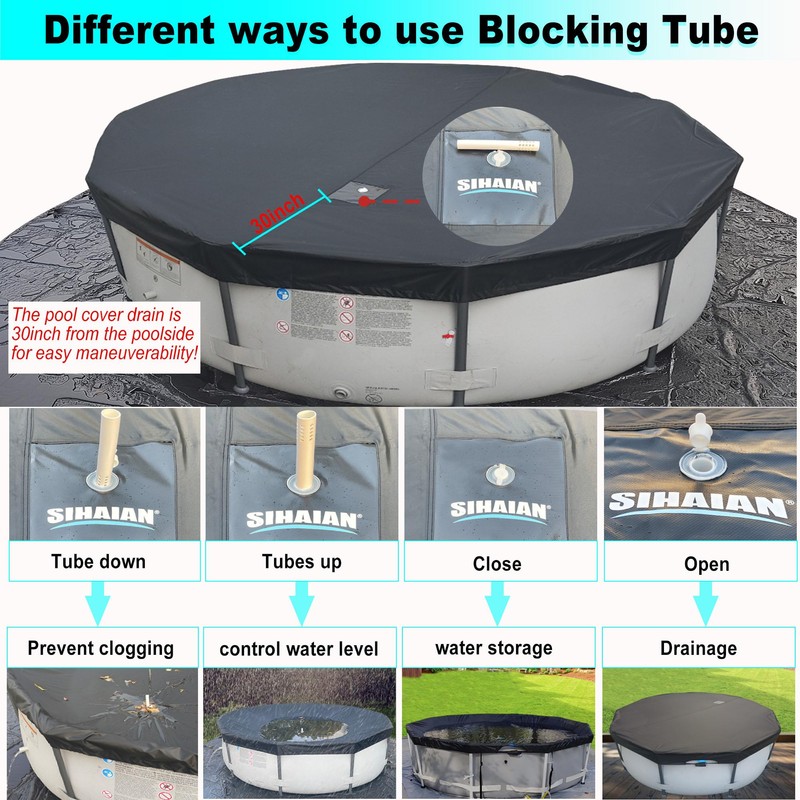 SIHAIAN 20 Ft Pool Cover, with Automatic Drain Round Pool