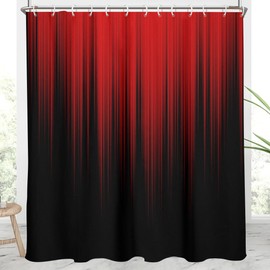 AAtter Red and Black Shower Curtain Ombre Modern Mens Gothic Striped Abstract Art Anime Bright Dark Simple Style Extra Long XL Large Home Bathroom Decor Bathtub Set with 12 Hooks, 72x84, Gradient