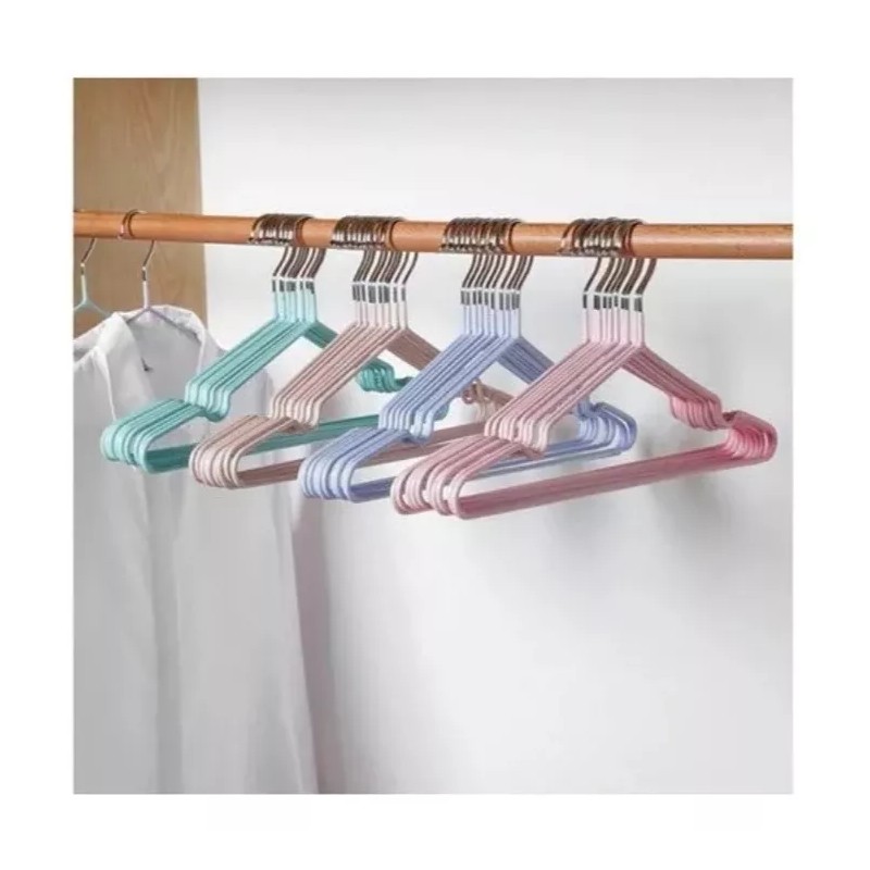 24x7 Paquete 100 Ganchos Ropa Metalicos Antiderrapantes Mayoreo