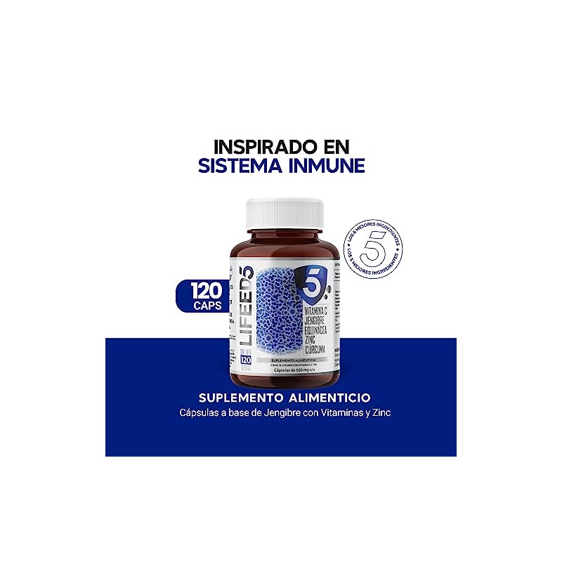 Lifeed Inmune 120 Capsulas Vitamina Jengibre Equinacea Zinc Curcuma Días