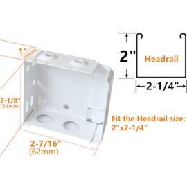 Cutelec 2pcs Box Mounting Bracket for High Profile Blinds 2inch White Color Window Blinds Headrail Holder Bracket